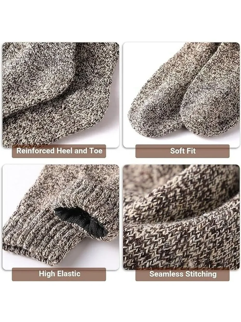 5 Pairs Wool Blend Women's 9-11 Socks Neutrals Marled Solid Colors